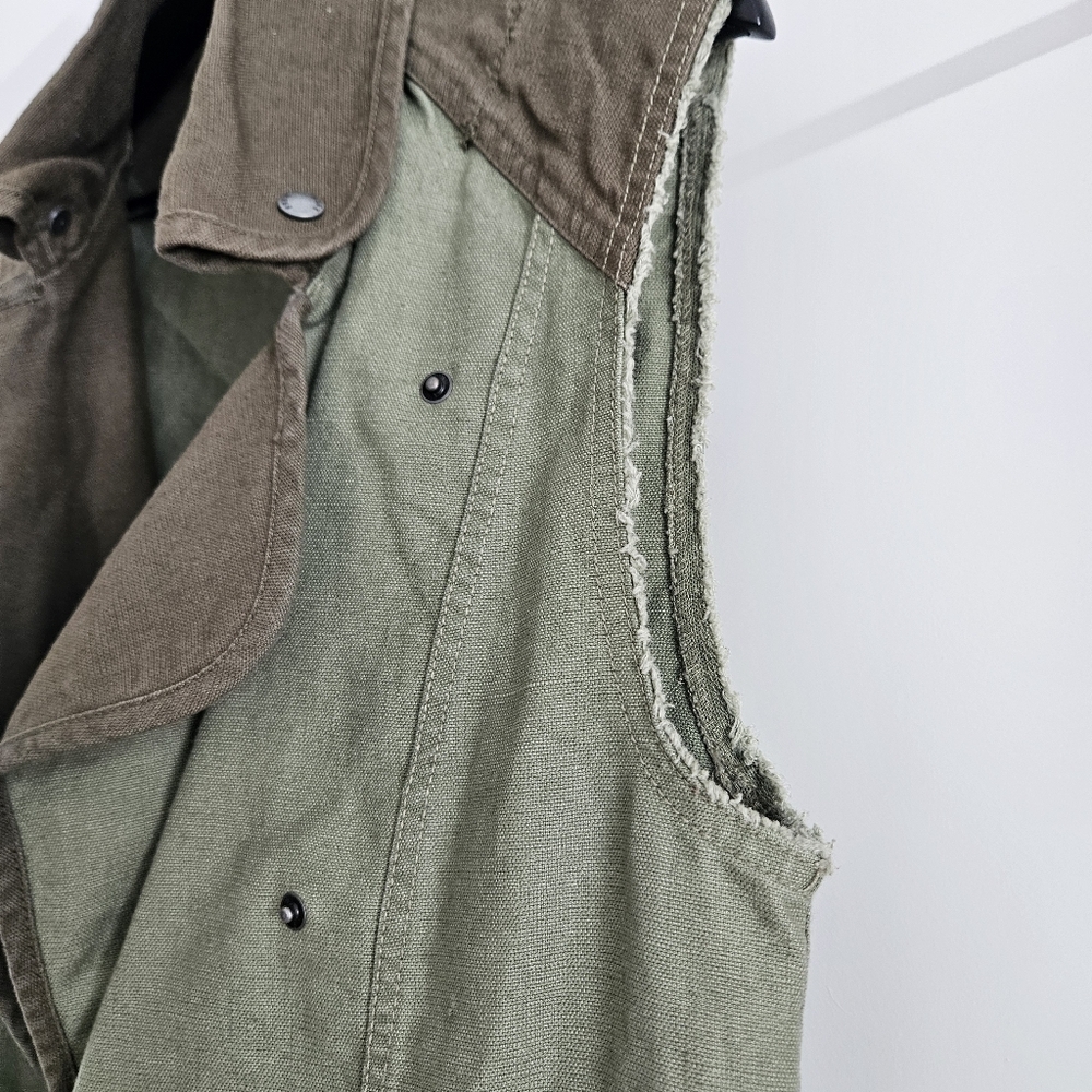Aritzia Wilfred Free Army Green Linen Vest Small Oversized - Picture 5 of 6